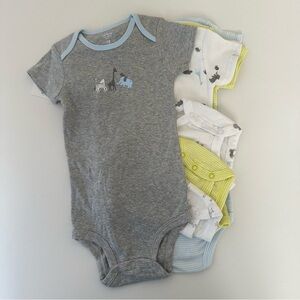 Carter’s 18 Months Baby Boy Safari Animals 5-pk Bodysuits NWT Elephant Giraffe
